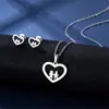 Traje de collar y pendientes de acero inoxidable nuevo europeo y americano para mujer pendientes sudamericanos cadena para la clavícula oso conjunto de dos piezas accesorios