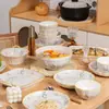 Juego de Cuencos y Platos Estilo Japonés para Uso Doméstico, Cuencos de Cerámica, Platos, Cuencos para Sopa, Vajilla de Cerámica, Nueva Combinación de Alto Valor Estilo Chino