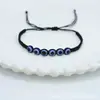 Pulsera Trenzada de Hilo de Jade Ojo de Diablo de Resina Europea y Americana Nudo Plano Cruzado Pulsera de Ojo Azul Retro de la Suerte
