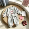 Nova coleção de primavera de 2026: conjunto de duas peças moderno e esportivo para meninas, incluindo uma blusa de moletom infantil, perfeito para primavera e outono, roupas infantis estilosas