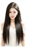 Peruca completa Yiduo para mulheres, com aparência natural, sem costura, volumosa, com repartição central, estilo longo preto liso, peruca completa da moda