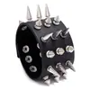 Pulsera de Cuero Ancha Punk Exagerada con Púas de Tres Filas de Nuevo Estilo Transfronteriza Europea y Americana, Accesorio Personalizado para Calle Bar Danza Callejera