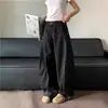 Design retrô americano, nicho, cool e estiloso, jeans de bainha curva estilo rua para mulheres, calças largas soltas de alta qualidade para homens