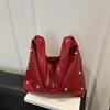 Bolsa Feminina Tote 2025 Nova Moda Tendência Splicing Bolsa de Mão Rebite Commuter Casual Ombro Axila Mulheres