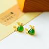 Pendientes antiguos de Jasper natural incrustados en oro, estilo ciervo, simples, frescos, compactos, dulces, versátiles, para novia