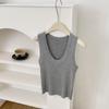 Chaleco Chic con Rayas de Pozo Antideslumbrante para Mujer con Tirantes Anchos Cubierta Base Auxiliar para el Pecho Top Interior de Seda Helada Fina con Tirante Primavera y Verano