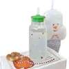 Vaso con pajilla para bebida fría tipo Ins, estilo fresco, con diseño de estrellas, vaso para beber para uso doméstico, vaso de vidrio para té de frutas de gran capacidad