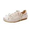 Zapatillas de Cuero Genuino de Vaca, Estilo Chica Dulce, Nuevos Zapatos de Entrenamiento Alemanes con Lazo de Otoño, Zapatos Casuales de Ballet de Satén con Punta Redonda