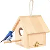 Nido de Pájaro de Madera Caja de Cría de Loro con Ventana Acrílica, Nido Pequeño para Mascotas de Madera de Pino, Nido de Pájaro Colgable