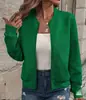 Cardigan de Tricô com Zíper e Gola Alta Meia-manga Estilo Western Europeu e Americano Primavera 2024 Casaco Elegante de Manga Longa Feminino