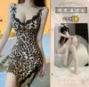 Lencería Sexy con Estampado de Leopardo, Camisón con Tirantes, Apasionado Set de Sedducción de Encaje, Ropa Erótica para Mujer