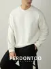 Tecelagem Waffle Premium! Camiseta Jacquard Pesado com Gola Redonda para Homem, Cor Sólida, Estilo Casual com Design de Cordão