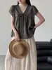 Flor de Naranjo Verano Nuevo Dulce y Elegante Cuello en V Estilo Hada Blusa Cómoda Adelgazante Versátil Top 37052