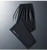 Calças esportivas masculinas de verão, cintura elástica fina, soltas, plus size, casuais, de seda gelada, calças compridas, elásticas, de secagem rápida, calças retas