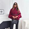 Amazon Transfronteiriça Roupas Europeias e Americanas Moda de Inverno Estilo Elegante Cor Pura Cinto de Cintura Jaqueta Capa de Lã