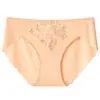 Bragas sexy de seda de hielo de tiro bajo y corte alto para mujer con ribete de encaje, talla grande, alta elasticidad, transpirables, fuelle de algodón puro, calzones para mujer