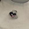 Anillo abierto de esmalte de moda de diseño nicho para niña, anillo retro de alta calidad personalizado negro rosa
