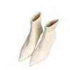Tacones Altos Franceses Punta Fina Botas de Moda Versátiles para Mujer 2026 Otoño Nuevo Estilo Botines de Piel Suave con Cremallera Trasera Botas Elásticas Adelgazantes