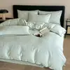 Conjunto de quatro peças jacquard tingido em fio de algodão puro 60 fios escovado, conjunto de cama de algodão puro espesso com relevo tridimensional de luxo leve para outono e inverno