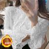 Camisa de Renda Interna Super Imortal Estilo Western Malha Feminina Nova Primavera e Outono 2024 Renda Perspectiva Camisa Base Top Camisa Pequena