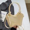 Popular Simple Retro Alta Textura Cuero Brillante Bolso de Mano Tipo Cubo Versátil Estilo Occidental Bolso de Hombro Cruzado para Viajes para Mujeres