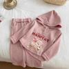 Ropa Infantil Qiaoyu Traje para Niñas 25 Nuevo de Principios de Primavera Estilo K Sudadera con Capucha de Dibujos Animados para Bebé Pantalones de Campana Conjunto de Dos Piezas