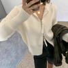 Cardigan de punto grueso GAGD otoño e invierno para mujer, holgado, adelgazante, casual, con doble cremallera, top de cárdigan de punto