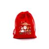 Bolsas de regalo con estampado de dibujos animados navideños al por mayor transfronterizas, bolsas para envolver manzanas en Nochebuena, bolsas de dulces, bolsas de terciopelo rojo