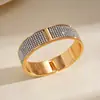 Pulseira Aberta Geométrica Circular Estilo Metal Europeu e Americano com Diamantes, Pulseira Exquisita de Luxo Leve Transfronteiriça, Joia Feminina Personalizada de Alto Padrão