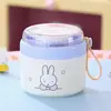 Taza de Sopa de Acero Inoxidable 304 Miffy con Cuchara, Caja para Salsa, Caja de Almuerzo Portátil de Dibujos Animados Linda para Desayuno, Gachas