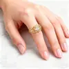 Nuevo Anillo de Flor Hueca con Circonita Estilo Europeo y Americano Transfronterizo de Huajie, Elegante, Moderno y de Alta Gama