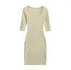 Vestido Spicy Girl de Cuello Cuadrado y Manga Media Otoño Nuevo Estilo Puro Deseo Cintura Ceñida Ajustado Favorecedor que Moldea la Cadera Prenda Base Falda de Longitud Media Mujer