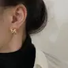Corea del Sur Pendientes de Oro Plata de Ley para Mujer Elegantes Sencillos Tachuelas Estilo Frío Aro para Oreja Hebilla Pendientes Vintage Lujo Ligero