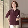 Blusa de otoño para madre, camisa de manga tres cuartos para mujer, nueva y elegante ropa para mujeres de mediana edad y mayores 2026, camisa fina de cuello para principios de otoño