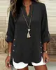 2026 Comercio Exterior Transfronterizo Europeo y Americano Ebay Amazon Moda Color Sólido Tendencia Camisa de Mujer Otoño Cuello en V Manga Media