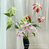 Película Suave de Pegamento Impresa en 3D Lirio Galan Lirio de Fuego de 3 Cabezas Decoración de Salón de Bodas Flor Artificial Decoración Suave para el Hogar Arreglo Floral