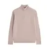 Suéter de Cashmere de Malha Dupla Outono e Inverno de Luxo Leve com Gola Meia-Alta e Zíper, Suéter de Lã para Business Casual, Suéter de Manga Longa para Homens
