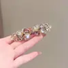 Presilha de Cabelo de Luxo com Barra Horizontal, Cristal Tcheco K9, Presilha para Rabo de Cavalo para a Parte de Trás da Cabeça, Acessório de Cabelo com Presilha de Mola