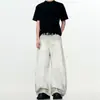 2025 Novo Estilo Americano Retrô Branco Sujo Machete Banana Jeans Marca Tendência Masculino e Feminino Largo Solto Perna Larga Lavado Velho