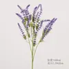 Flor Artificial Multi-Rama Lavanda Individual 24 Ramas Hierba de Primavera Lavanda Simple Decoración Adornos Flor Artificial para Interior Sala de Estar