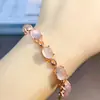 Pulsera Popular de Cristal Rosa Natural al por Mayor de Fábrica con Incrustación de Plata S925 Piedra Principal 7*9 Venta Directa de Fábrica de Joyería