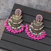 Pendientes de Borla con Cuentas de Pluma de Pavo Real Pintada India Moda Bohemia Pendientes de Cuentas Coloridos Hechos a Mano para Mujeres
