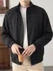Jaqueta de Voo Retrô com Gola Alta para Homens, Casaco Elegante e Sofisticado Cleanfit, Jaqueta de Baseball Curta com Ombro Marcado Estilo Americano