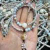 Pulsera Doble Círculo Bodhi Estrella y Luna para Sien DIY con Colgante de Garra de Gato Horneada en Carbón Pulsera de Puesto de Mercado Nocturno