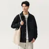 Ropa para Hombre Fengshe / Novedad Primavera 2026 Retro Americano Azul Oscuro Holgada Lyocell Casual Camisa de Manga Larga