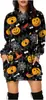 Vestido suéter de punto largo con capucha y bolsillos estampado de Halloween para mujer, comercio exterior 2024 Amazon transfronterizo europeo y americano
