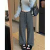 Foto real de los nuevos pantalones anchos de otoño 2026 con un elegante diseño de cordón, estilo casual, holgado y simple para mujer 18115