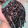 Fornecimento direto da fábrica de prata natural obsidiana pulseira contas soltas simples cristal faceta jóias frisado DIY acessórios semi-acabados