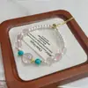 Nuevo Conjunto de Collar y Pulsera de Cristal Rosa Fresco y Dulce Versátil Cadena para Clavícula Ajustable Cadena Original de Flor de Fluorita