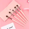 Conjunto de Pincéis para Olhos Leishang com 5 Peças Cabelo de Pônei Cabelo Animal Conjunto de Pincéis para Sombra Animal Personalizado Pincel de Maquiagem com Cabelo Animal